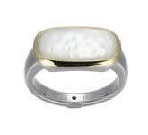 Silver & 18K Gold Plated Ring w/ Mother of Pearl- Size 8